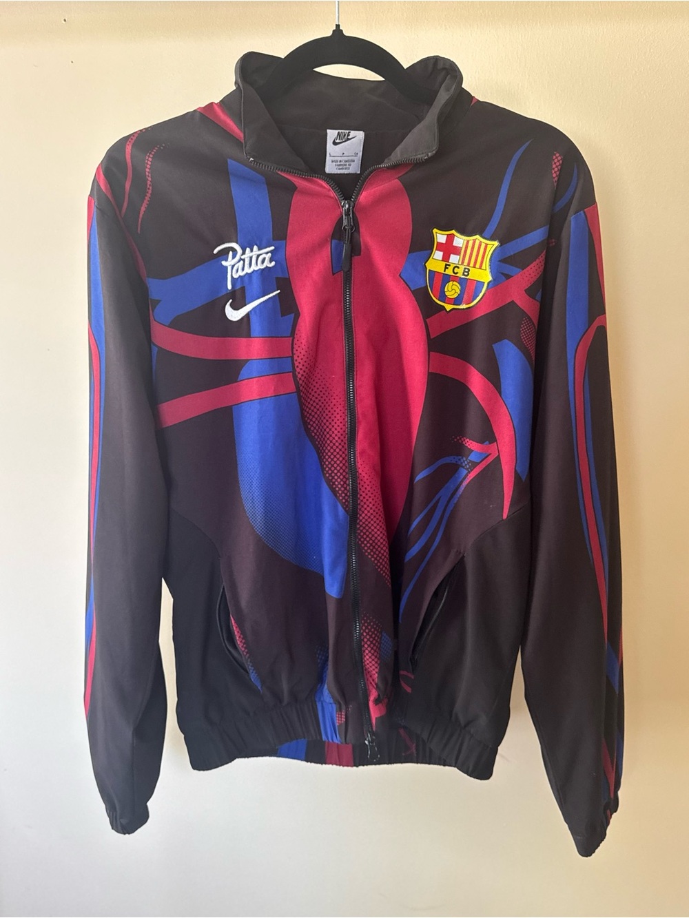 Nike x Patta FC Barcelona Black/Red/Blue Track Jacket size LARGE